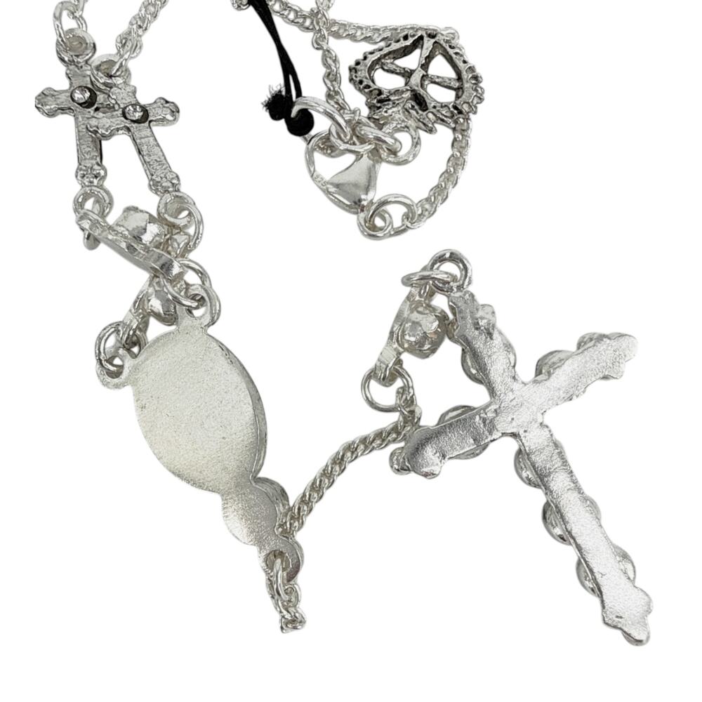 VIRGINS SAINTS & ANGELS VSA Maddie Rosary Necklace in Silver & White Opal - Picture 8 of 10